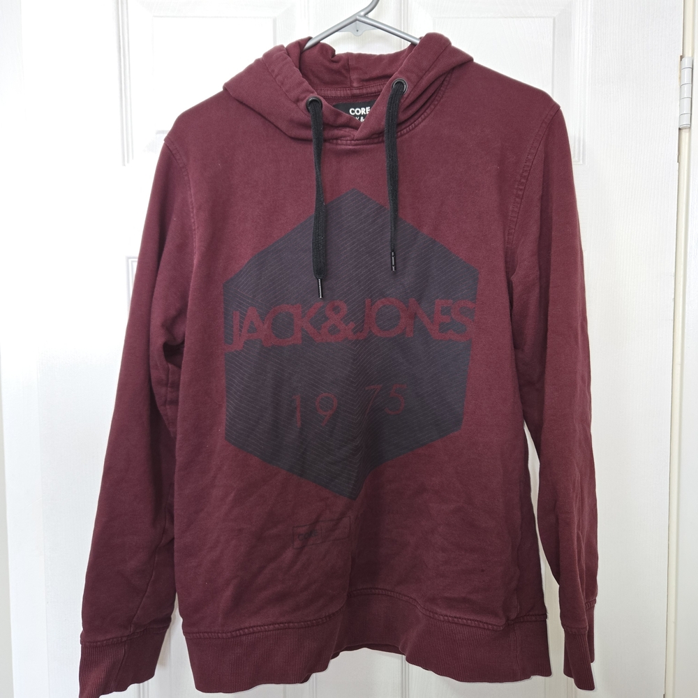 Jack & Jones Men's Dark Red Hoodie with Graphic